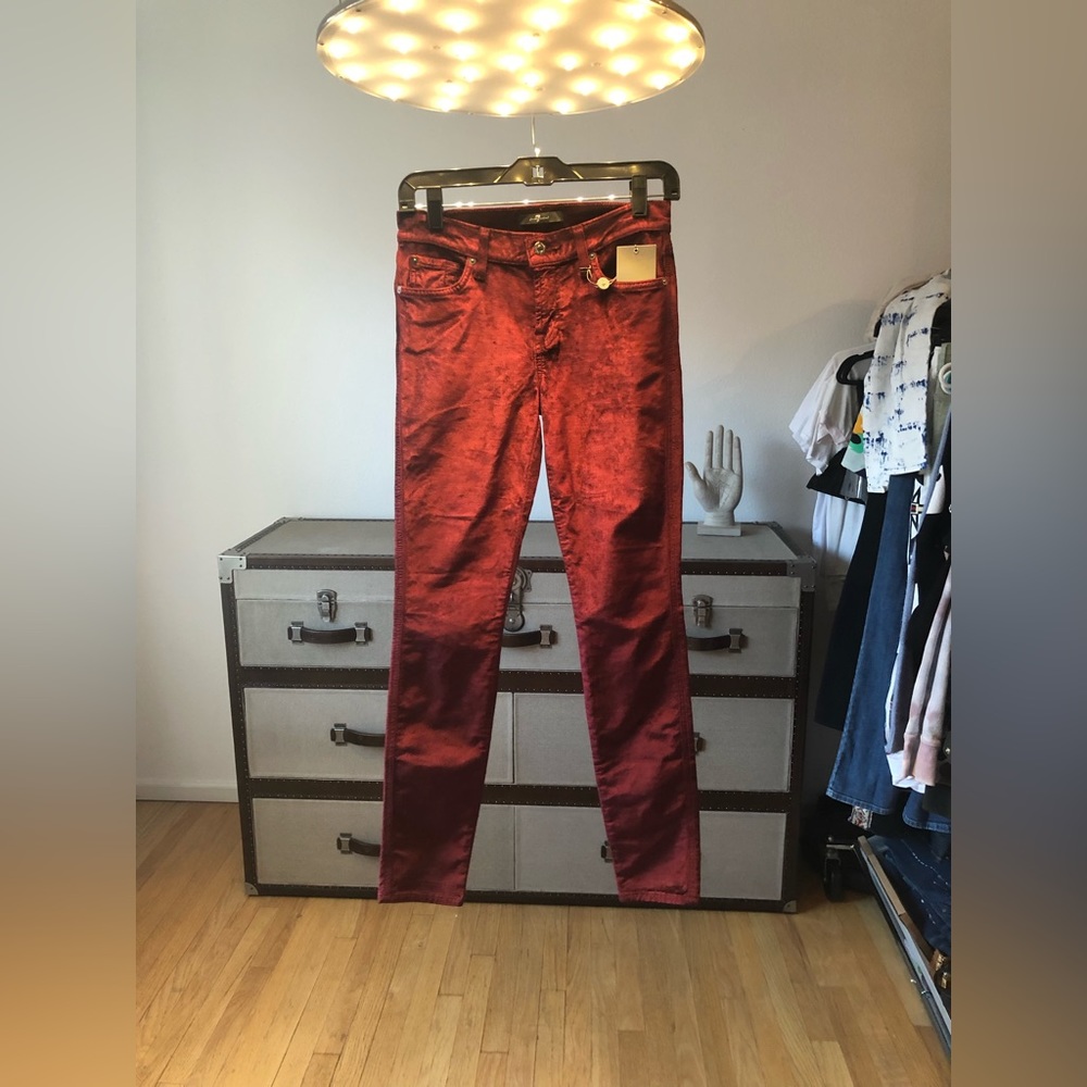 7 for all mankind Burgundy Velvet Pants 26 - Picture 7 of 12